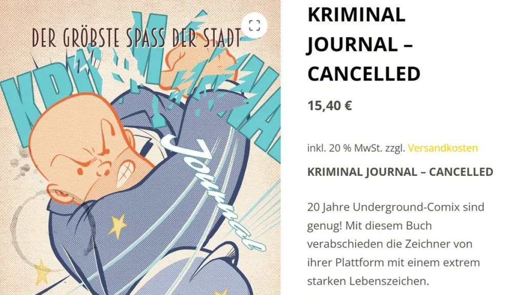 Screenshot des Kriminal Journal Shops