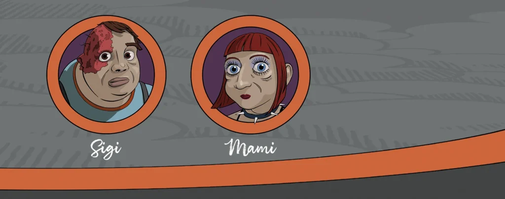 Sigi und Mami je in rundem Rahmen